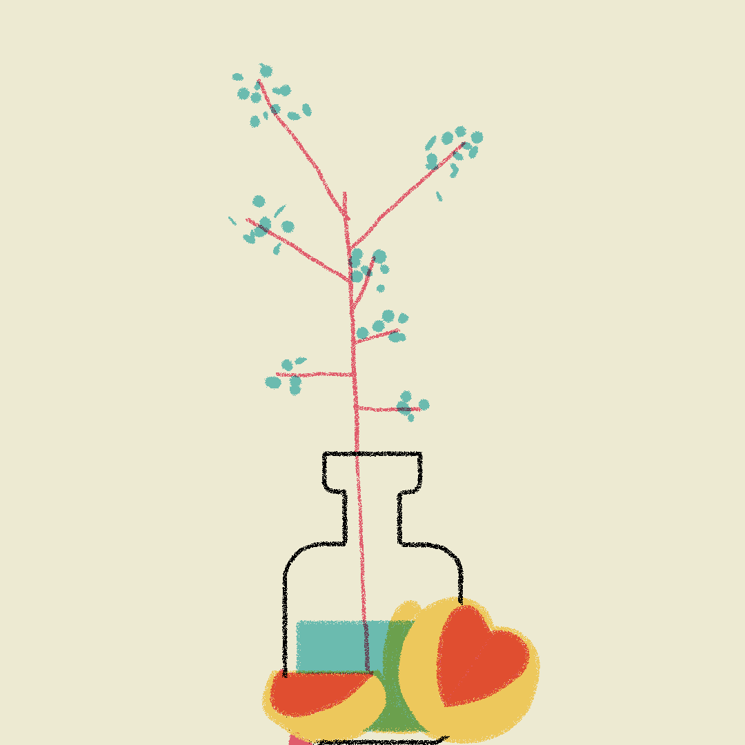 An animated drawing of a spinning jar.